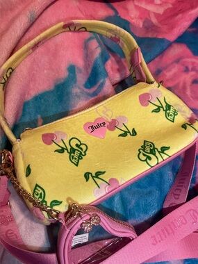 Juicy Couture Yellow & Pink Cherry Logo Shoulder Bag Gelato 🍒